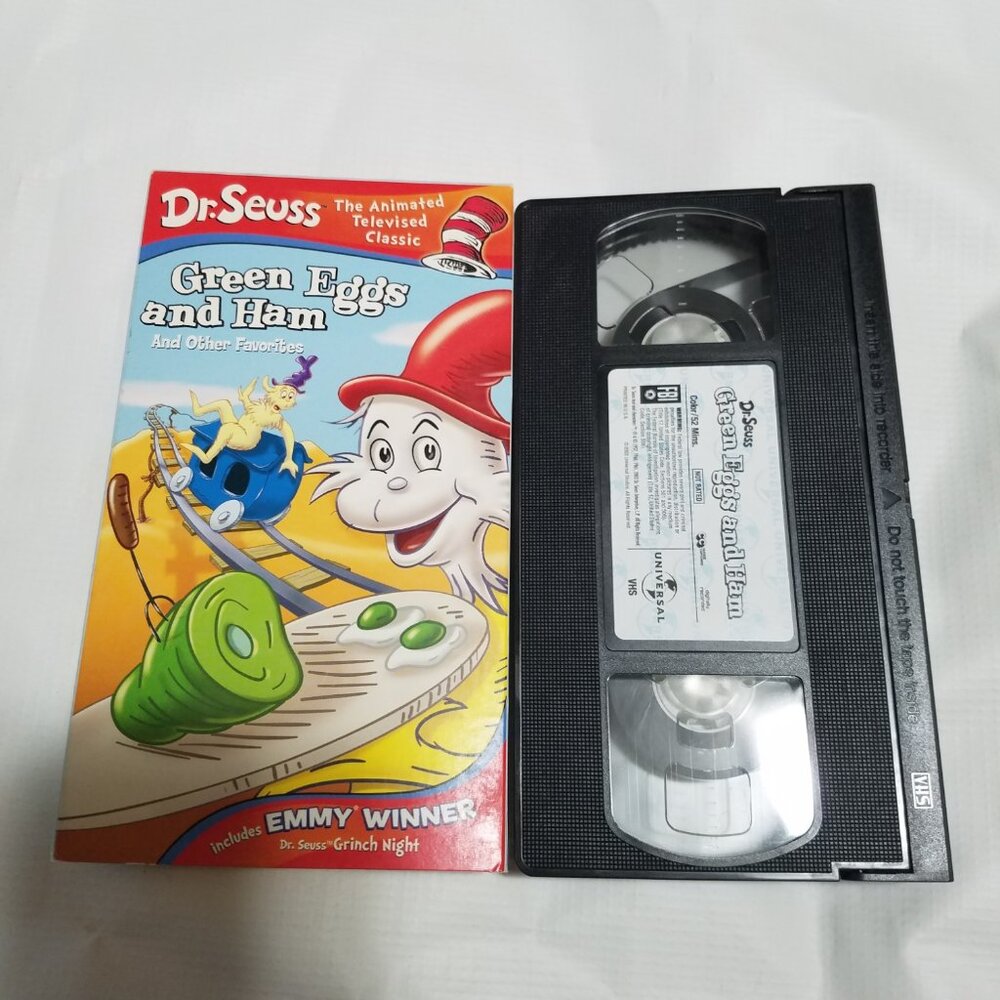 Dr. Seuss Green Egg's and Ham includes Grinch Night VHS Tape - Cat in the hat